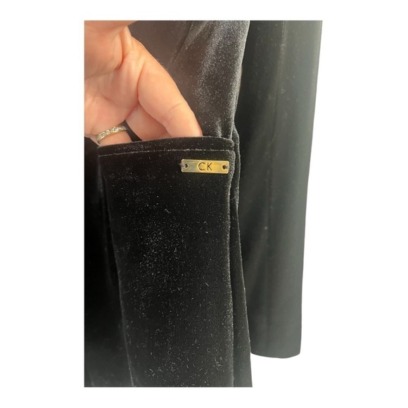 Calvin Klein Luxe Black Velvet Sharp Shoulder Collareless blazer Womens 6 P - Picture 5 of 16